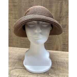 Ann Taylor women brown straw summer vintage slouch hat  toyo braid  one size